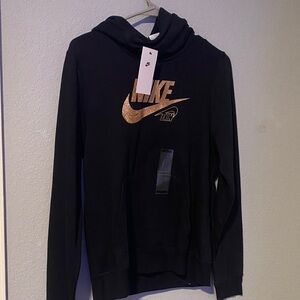 Nike Black Hoodie with Metallic rose Gold Swoosh